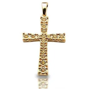 10KY 0.20CTW ILLUSION YELLOW DIAMOND CROSS PENDANT