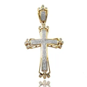 10KY 0.50CTW DIAMOND MICROPAVE CROSS WITH FANCY BO