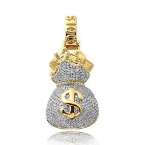 10KY 0.85CTW DIAMOND MONEY BAG PENDANT