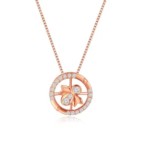 18K Rose Gold Diamond Bee Pendant