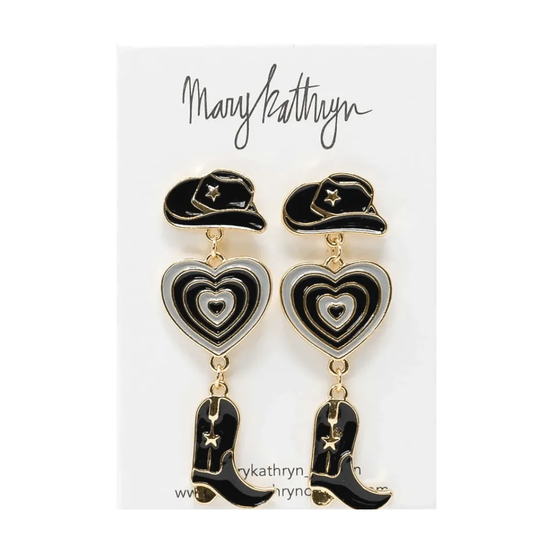 Aldean Black Cowboy Boot Earrings