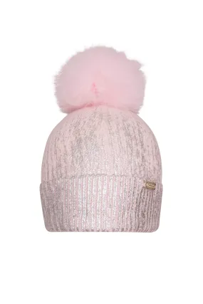 Angora 'Florence'  pompom hat and scarf set / Pink