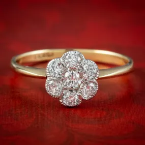 Antique Edwardian Diamond Daisy Cluster Ring 0.42ct Diamond