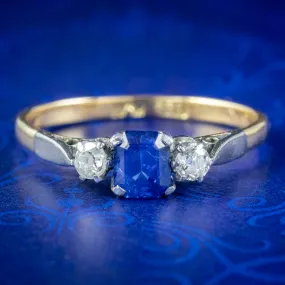 Antique Edwardian Sapphire Diamond Trilogy Ring 0.70ct Sapphire