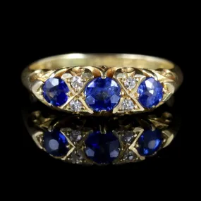 Antique Edwardian Sapphire Diamond Trilogy Ring Chester 1905