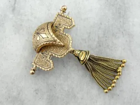 Antique Victorian Drop Tassel Brooch