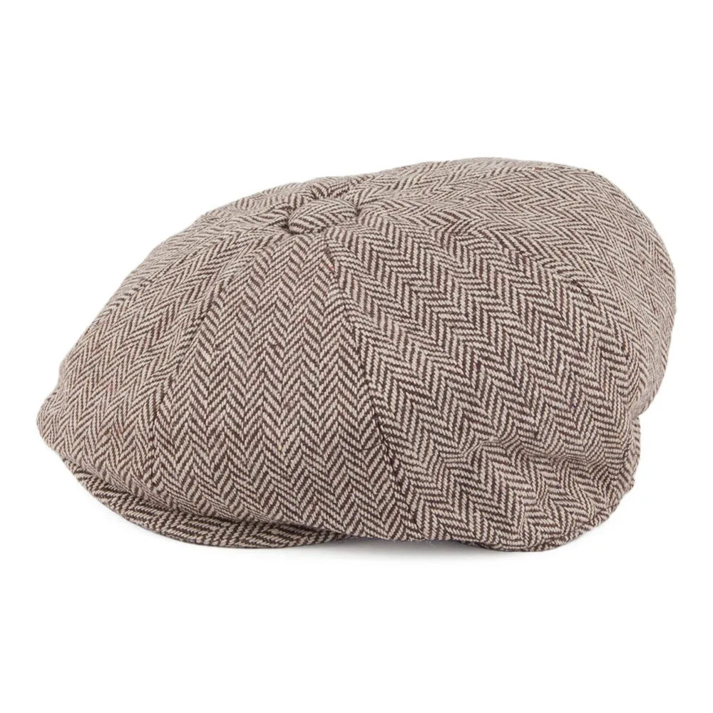 Baby Herringbone Newsboy Cap - Brown