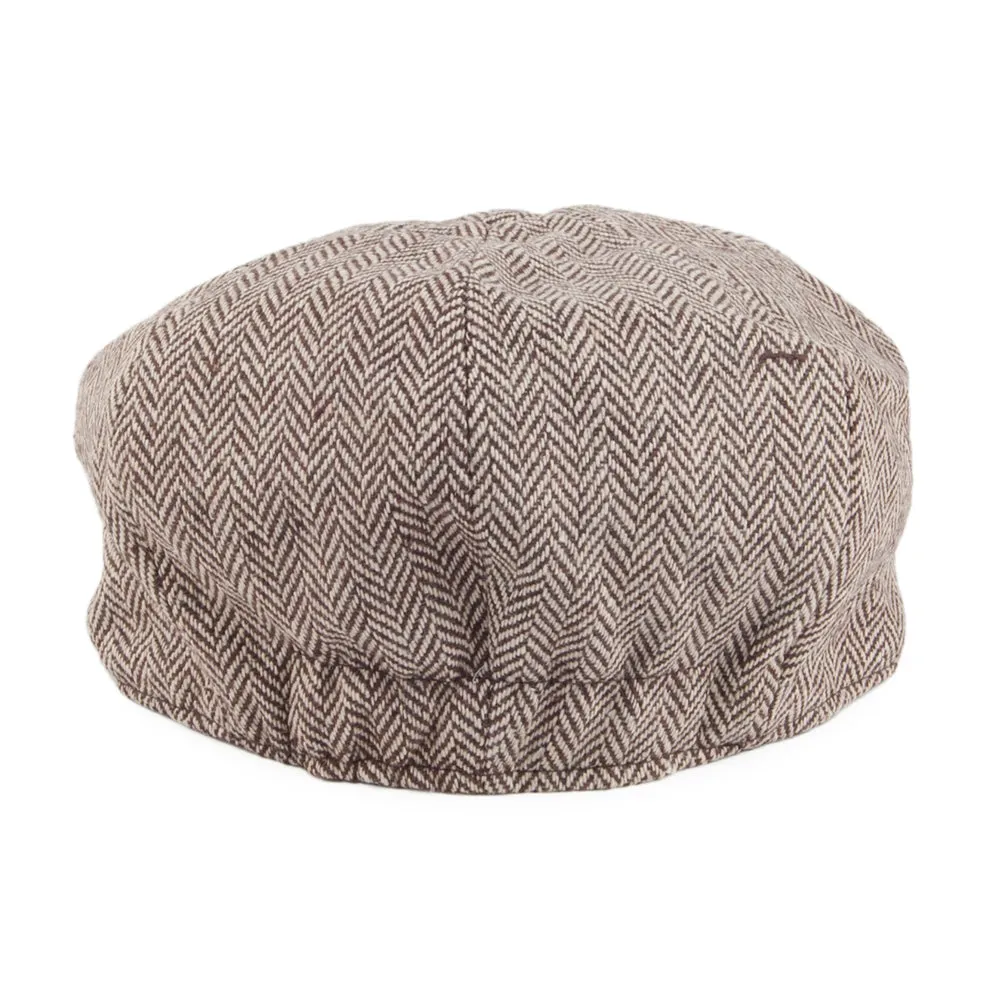 Baby Herringbone Newsboy Cap - Brown