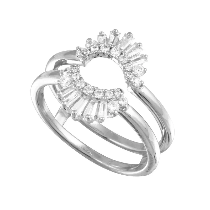 Baguette Halo Sunburst Guard Ring