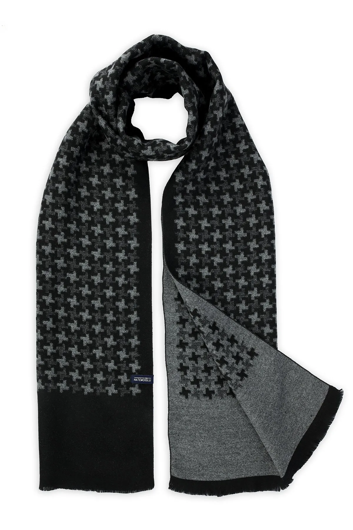 Black - Gray Star Patterned Scarf