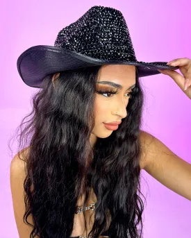 Black Rhinestone Cowgirl Hat