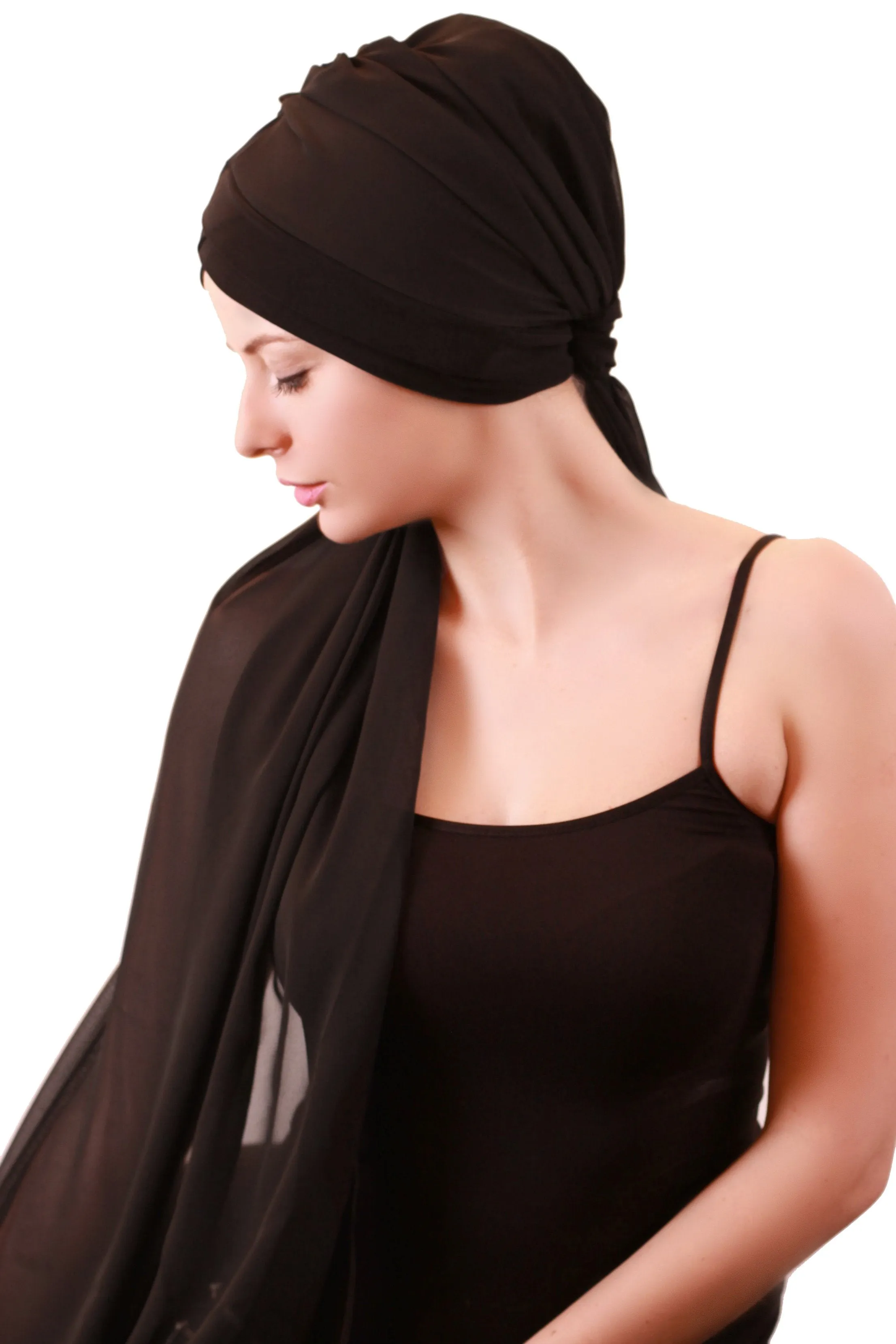 Chiffon Headwear with Long Schal