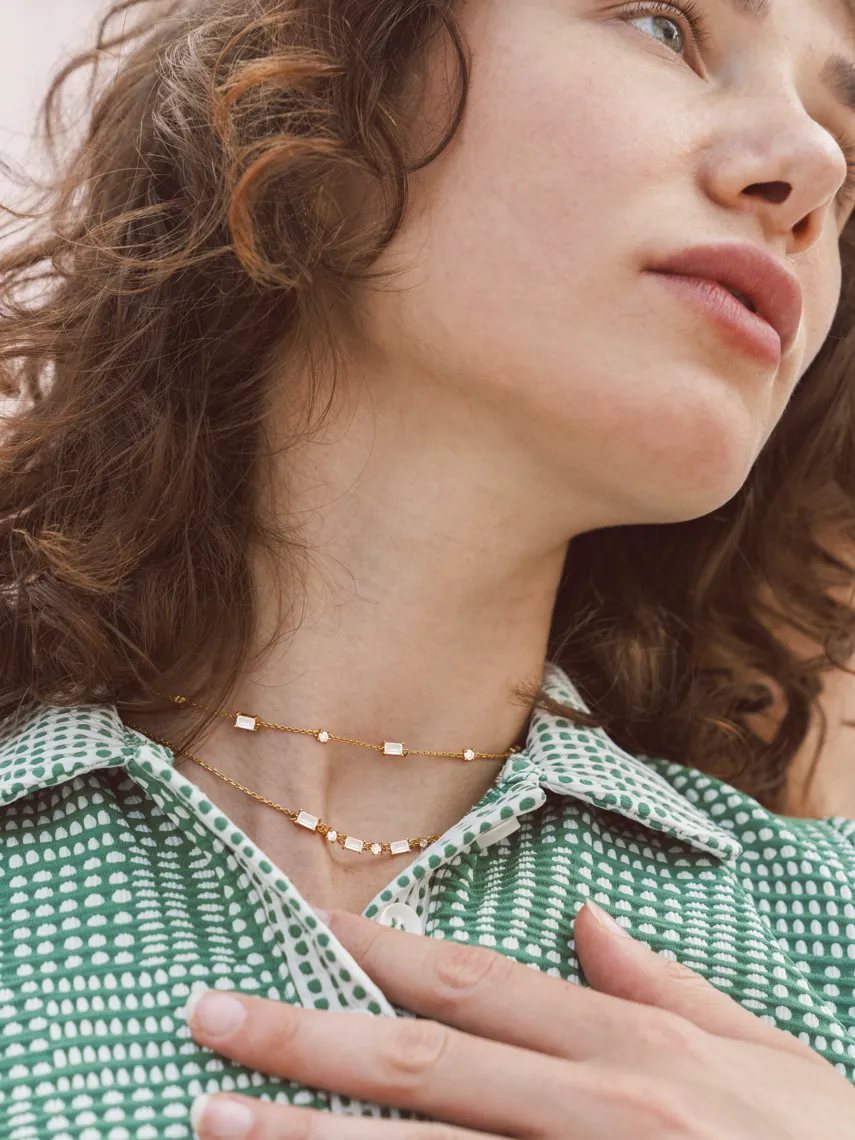 Crystal and Baguette Choker Necklace