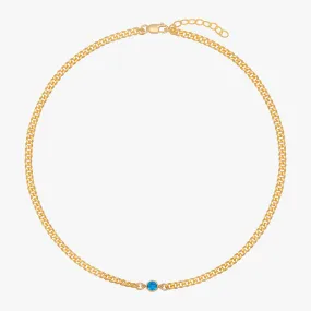 Curb Chain Sapphire Bezel Choker