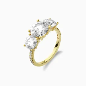 Diamond2 Three-Stone Ring with embellished band