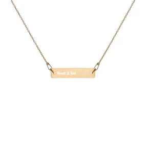 Engraved Gold Bar Chain Necklace