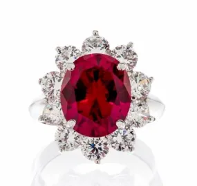 Fancy Faux Ruby Cubic Zirconia Engagement Ring In Sterling Silver