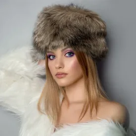 Faux Fur Beige Bucket Hat