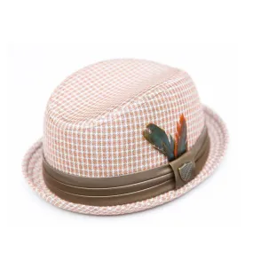 Fore Axel & Hudson Boys Orange/Grey/White Checks Fedora