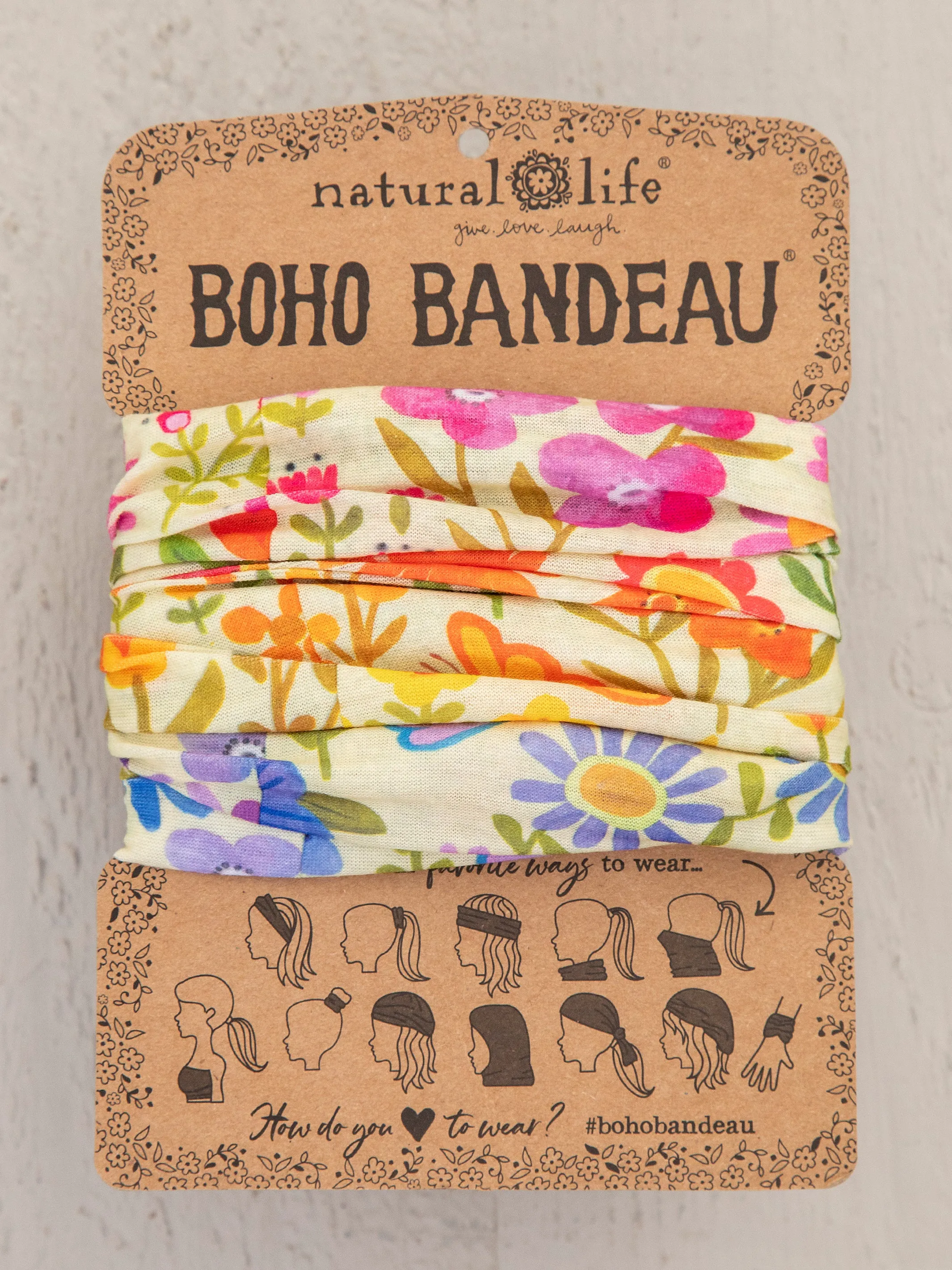 Full Boho Bandeau® Headband - Rainbow Flowers