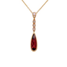 Garnet & Diamond Drop Pendant