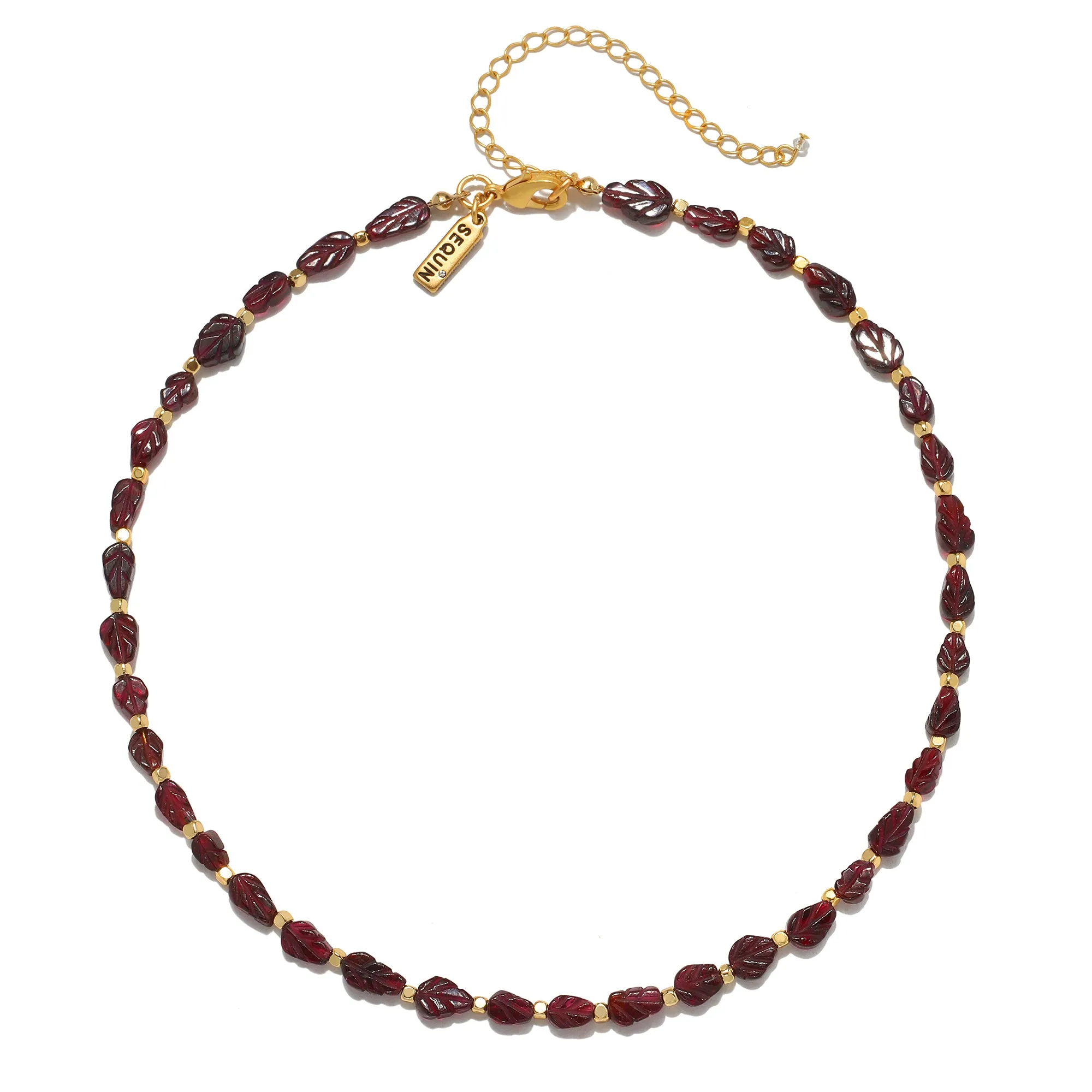 Garnet Leaf Choker Necklace