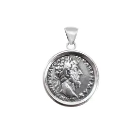 Genuine Ancient Roman coin 2nd century AD Silver Pendant depicting Emperor Marcus Aurelius