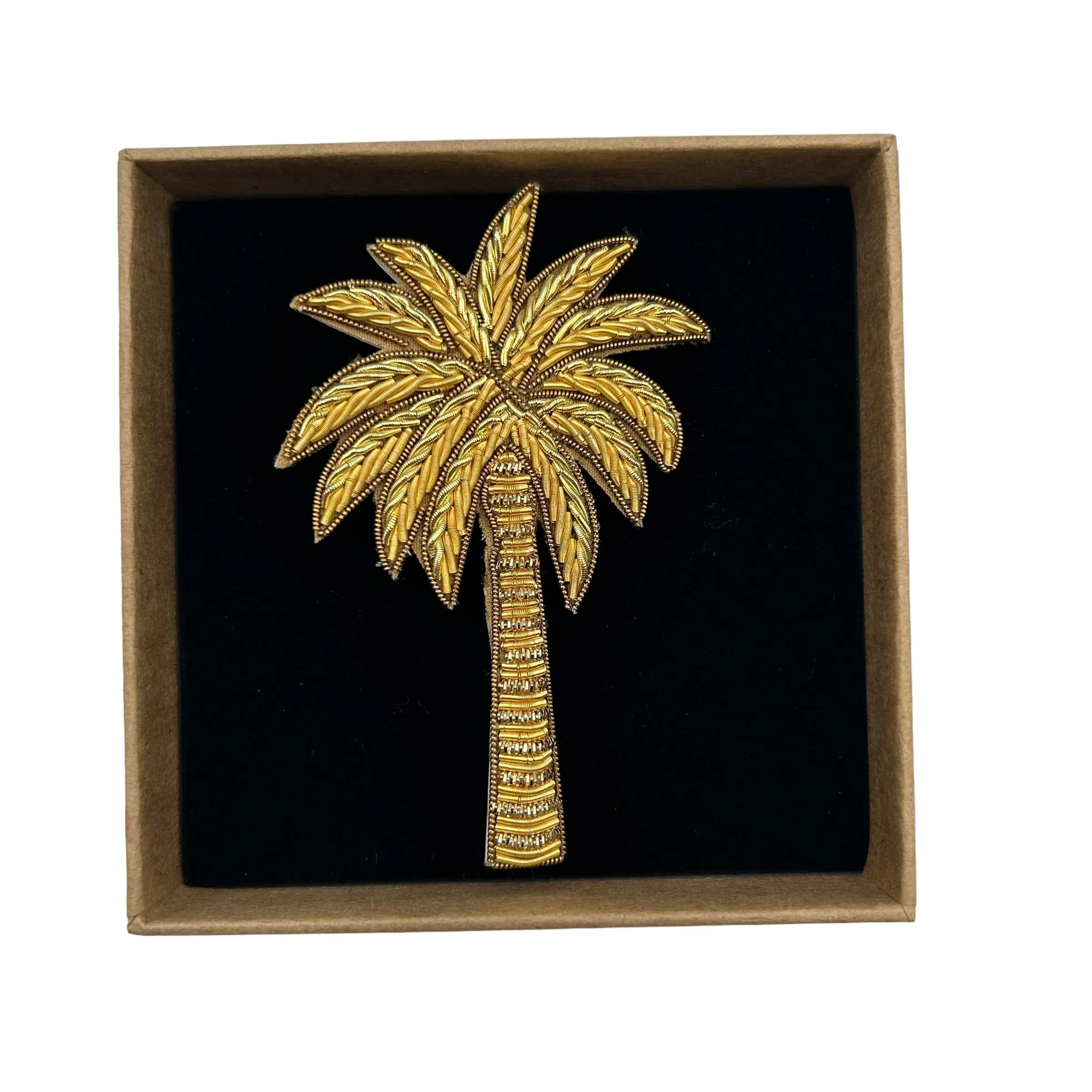 Gold palm tree pin - large