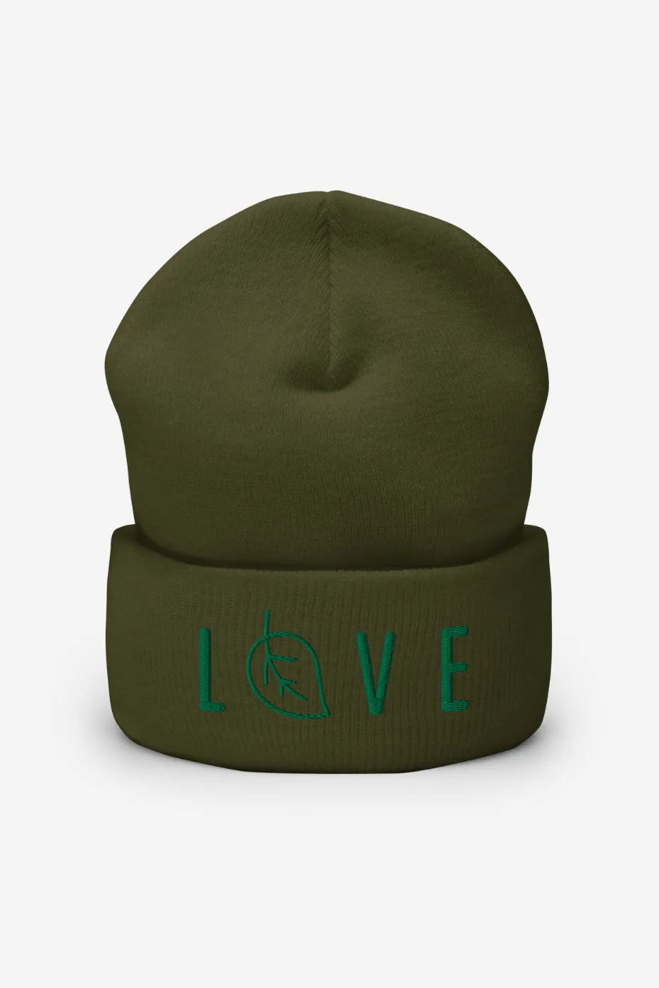 Green Love Cuffed Beanie