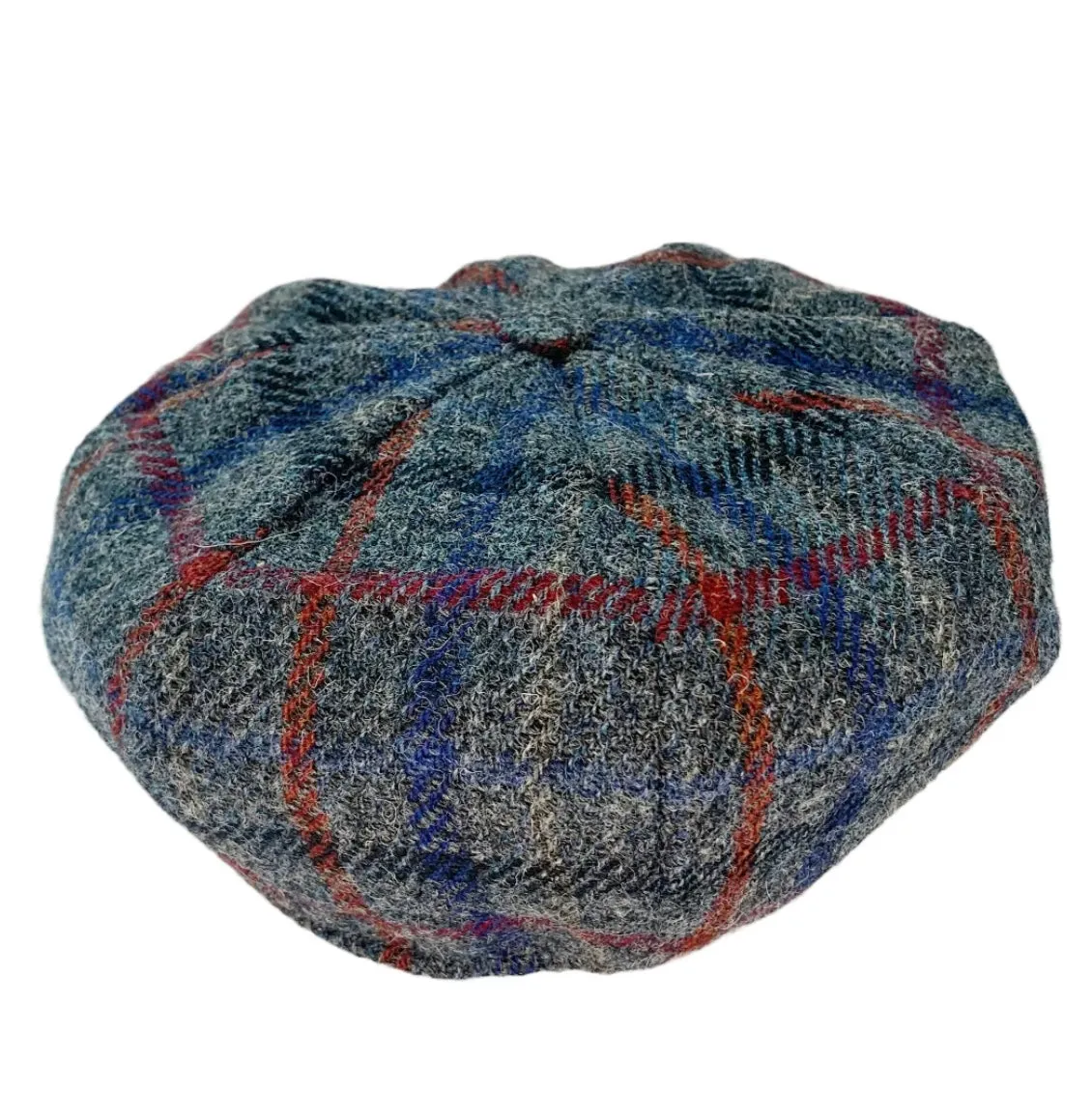 Hanna - Connery Cap - 8 Piece - Harris Wool  Tweed - #L0081 Grey Blue Red