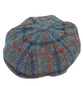 Hanna - Connery Cap - 8 Piece - Harris Wool  Tweed - #L0081 Grey Blue Red