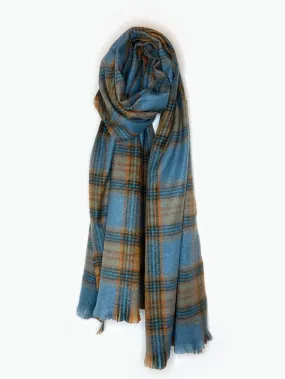 Henley Super-Soft Plaid Scarf - Blue & Tan