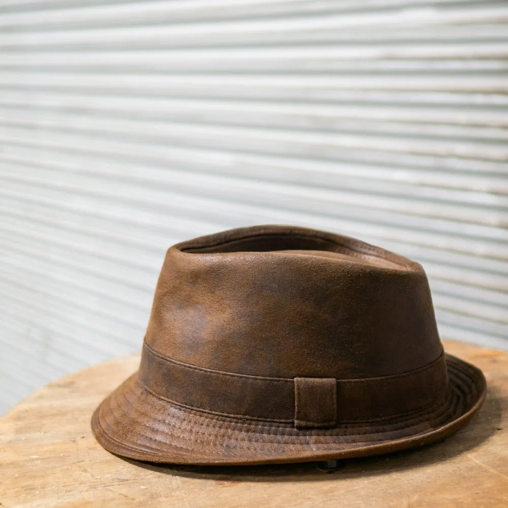 Henschel - Faux Distressed Leather Fedora