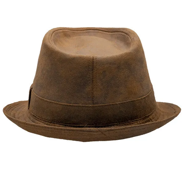 Henschel - Faux Distressed Leather Fedora