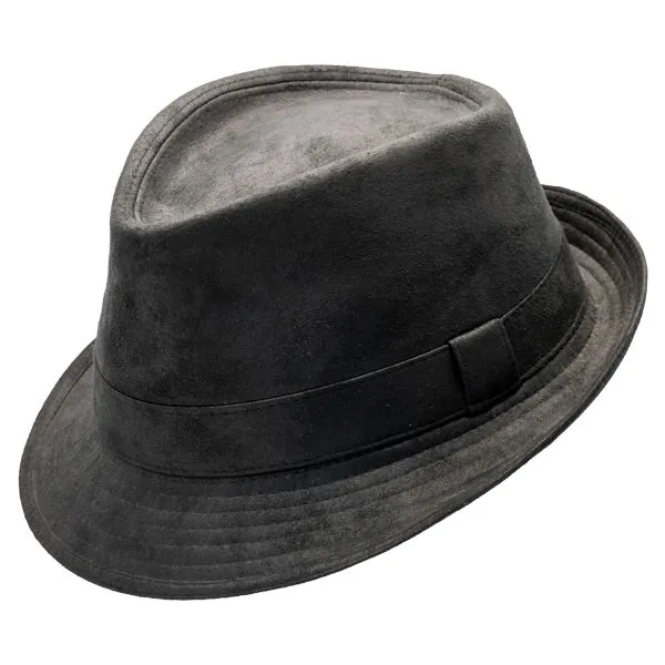 Henschel - Faux Distressed Leather Fedora