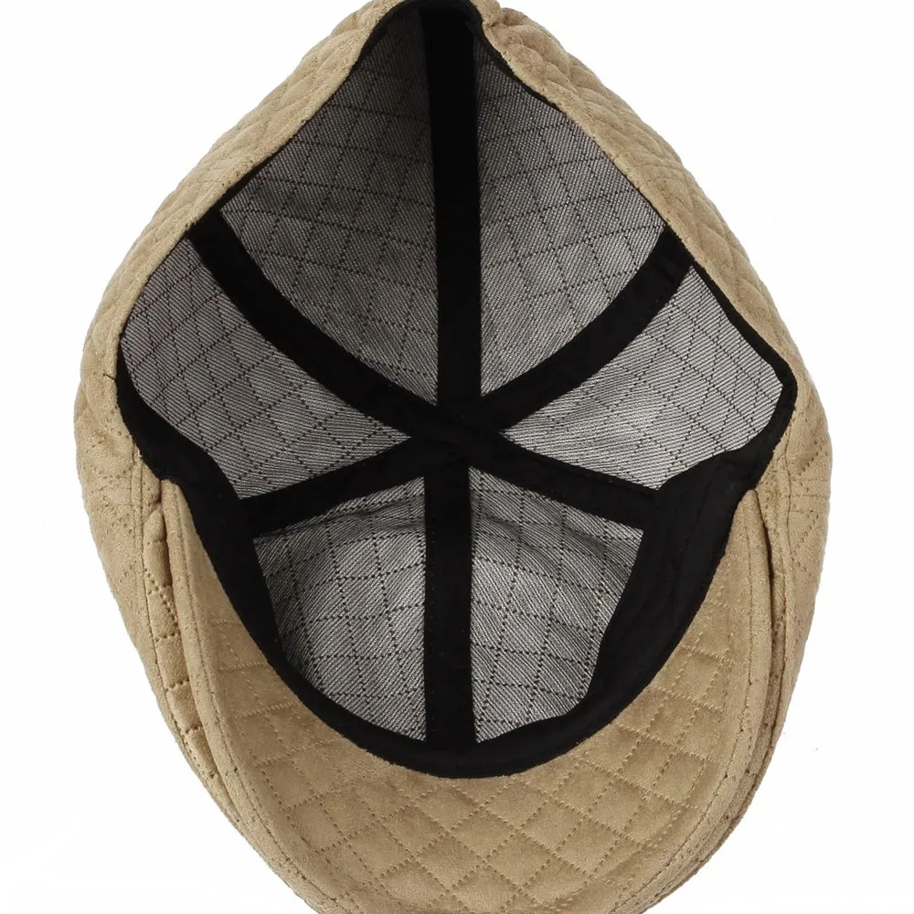 Ivy Flat Cap Quilting Soft Suede Newsboy Hat SL31120