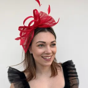 J Bees JB24/54 Bow Fascinator In Reds