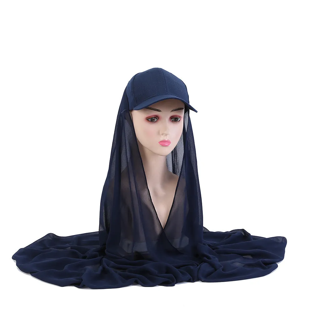 JM08  Sunscreen shawl headband new style pearl chiffon cap one-piece fashion shawl scarf