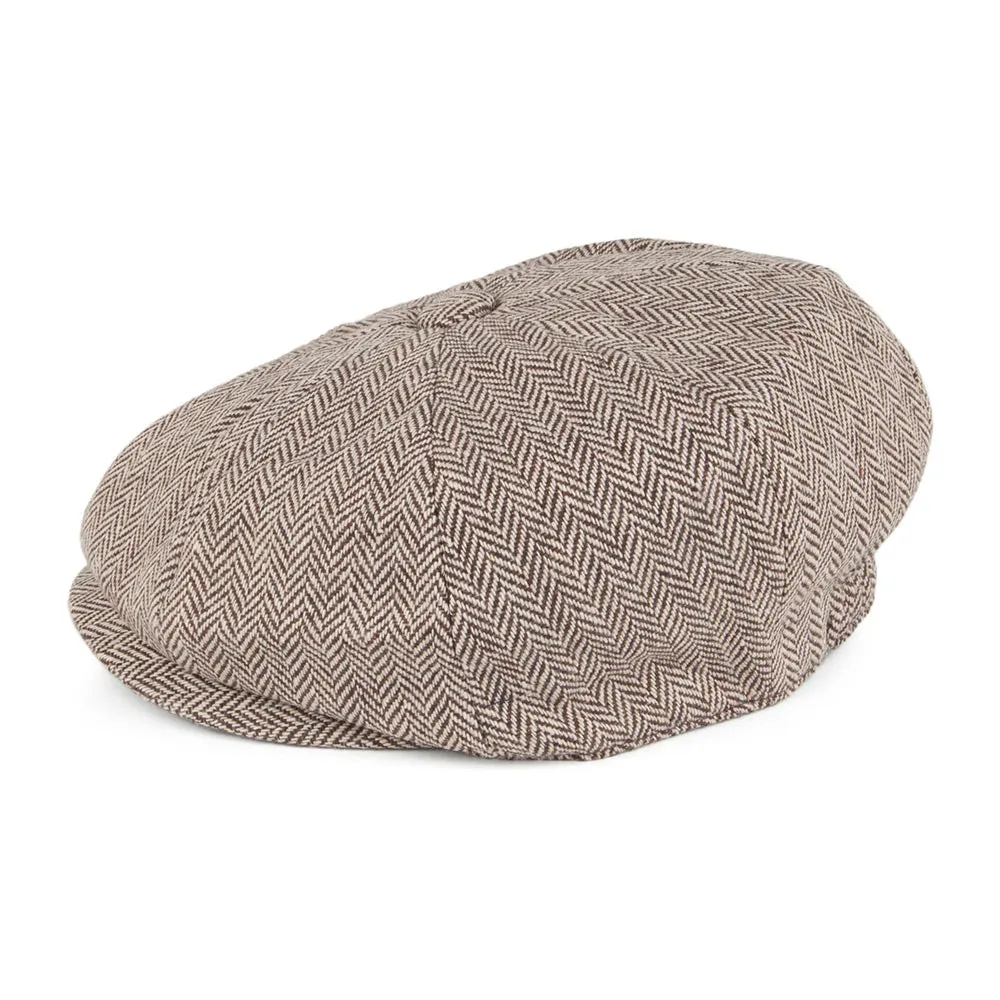 Kids Herringbone Newsboy Cap - Brown