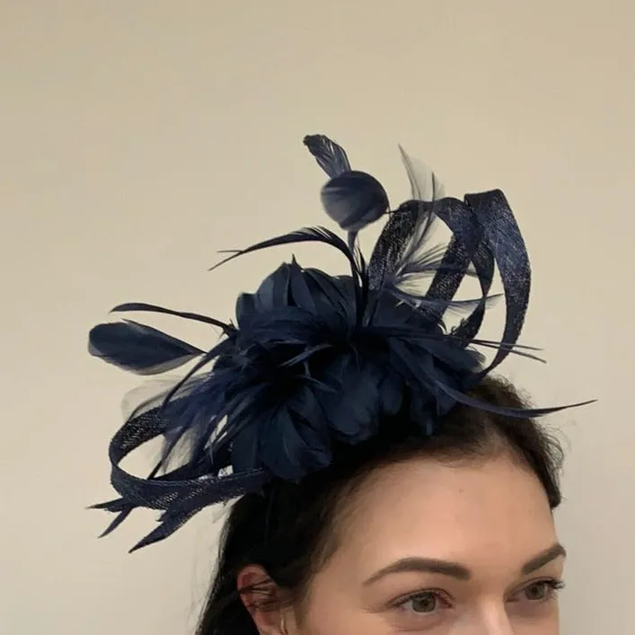 Libby Bea Fascinator with Feather Flowers