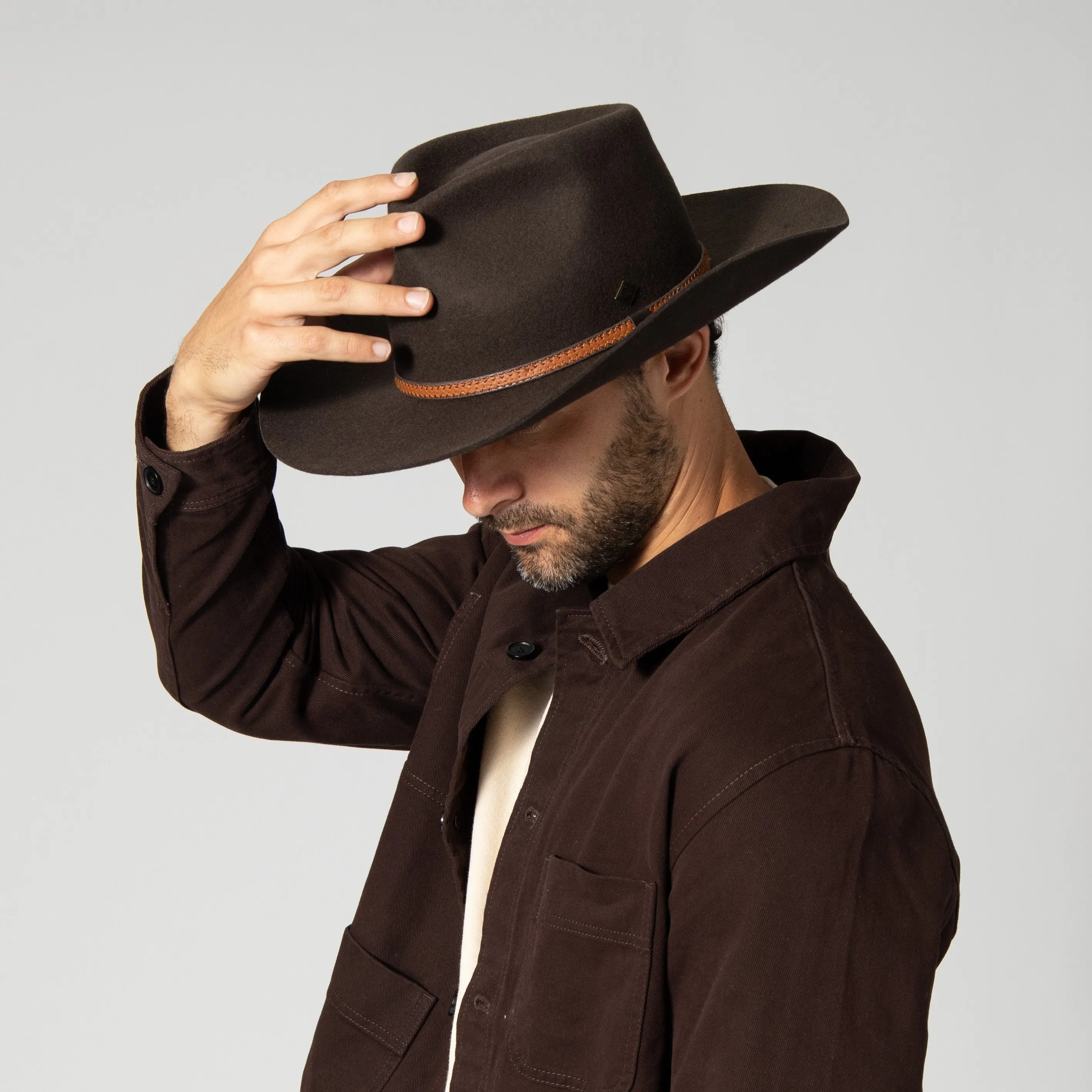 Men's Wool Felt Western Fedora With Faux Leather Band