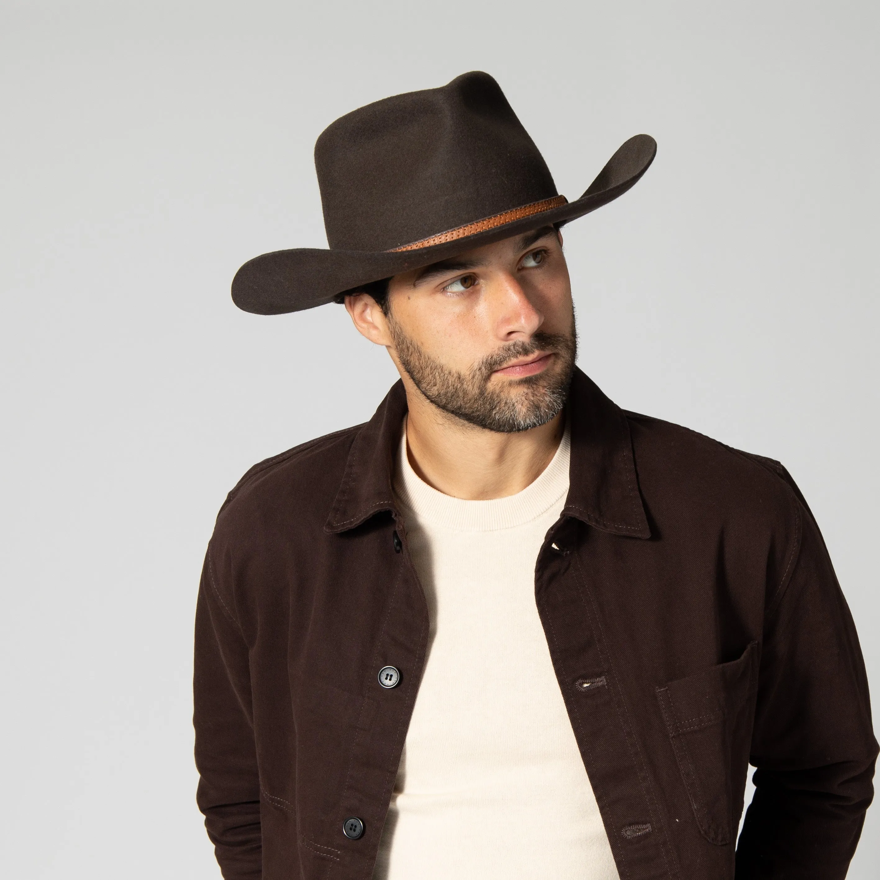 Men's Wool Felt Western Fedora With Faux Leather Band