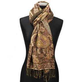 Paisley Jacquard Print Scarf - Brown