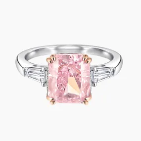 Pink Baguette Sterling Silver Ring