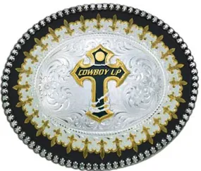 "Cowboy Up" Fleur-de-lis Western Belt Buckle