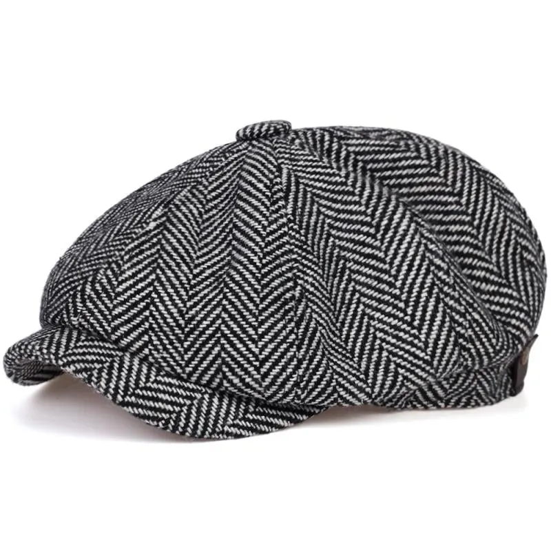 "Shelby" Herringbone Newsboy Cap