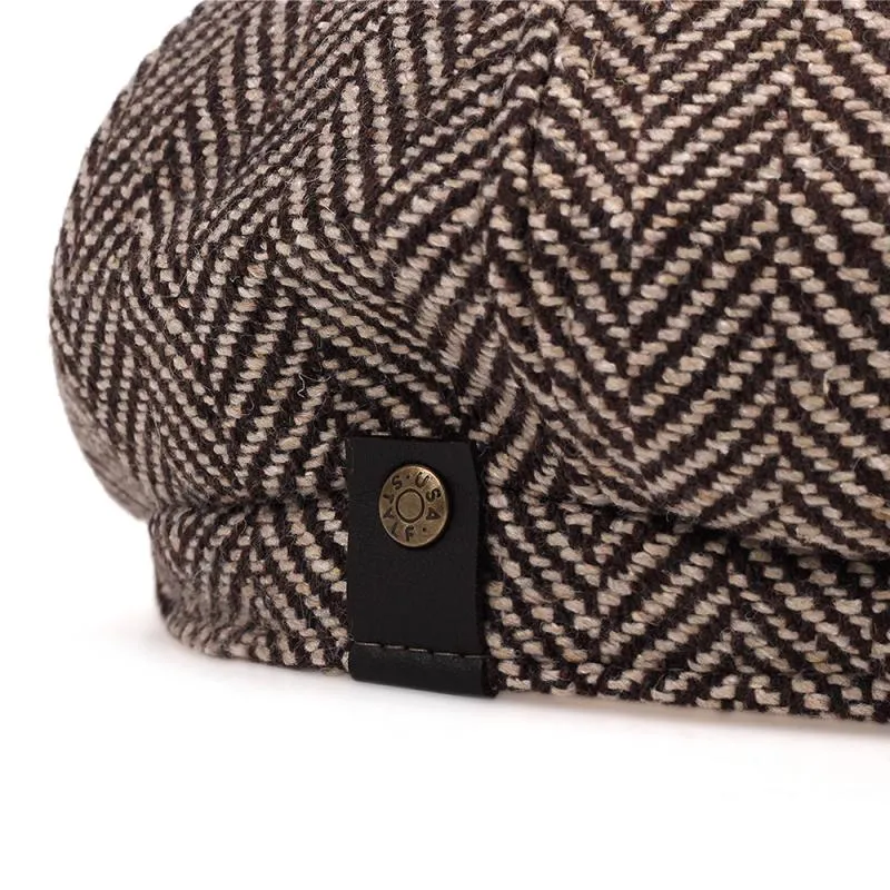 "Shelby" Herringbone Newsboy Cap