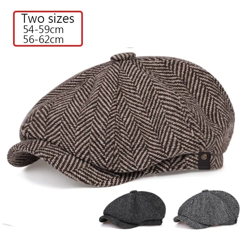 "Shelby" Herringbone Newsboy Cap