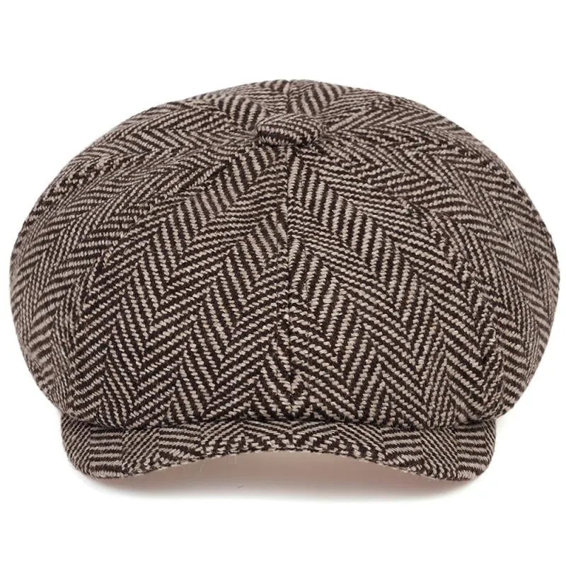 "Shelby" Herringbone Newsboy Cap