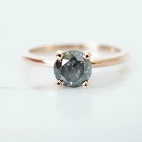 Salt and Pepper Diamond Ring - Rose Gold Diamond Engagement Ring - Grey Diamond Ring